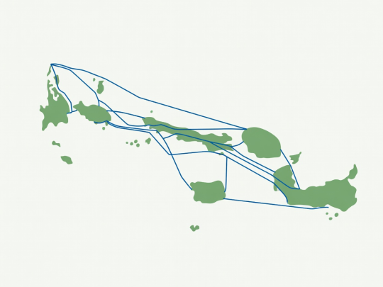 Flat vector schematic of Central Dalmatia linking Split, Šolta, Brač, Hvar, Pakleni Islands, Vis, and Korčula