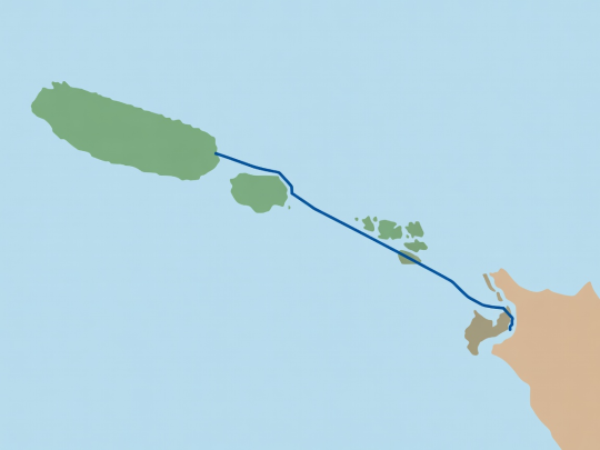 Flat vector diagram of the Maddalena Archipelago, Caprera, Spargi, Lavezzi Islands, and Bonifacio fjord