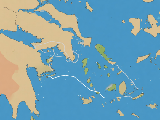 Flat vector illustration of Saronic and Argolic Gulf charter stops including Aegina, Poros, Hydra, Dokos, Spetses, and Porto Heli
